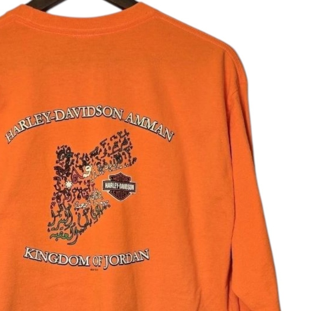 Harley Davidson Amman Jordan Large Orange Long Sleeve Graphic Tshirt Overseas
